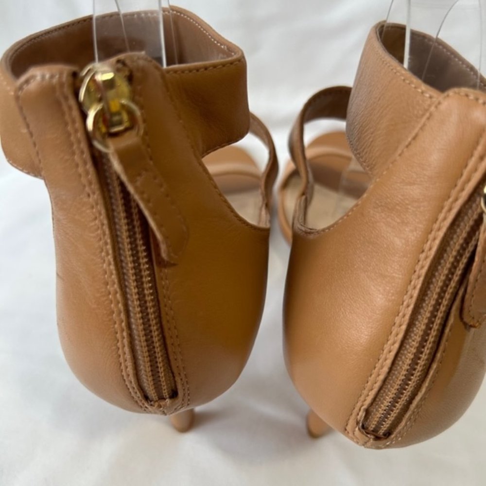 Vince Camuto style Megan Strappy Cognac Heels with back Zipper Closure - Picture 7 of 12